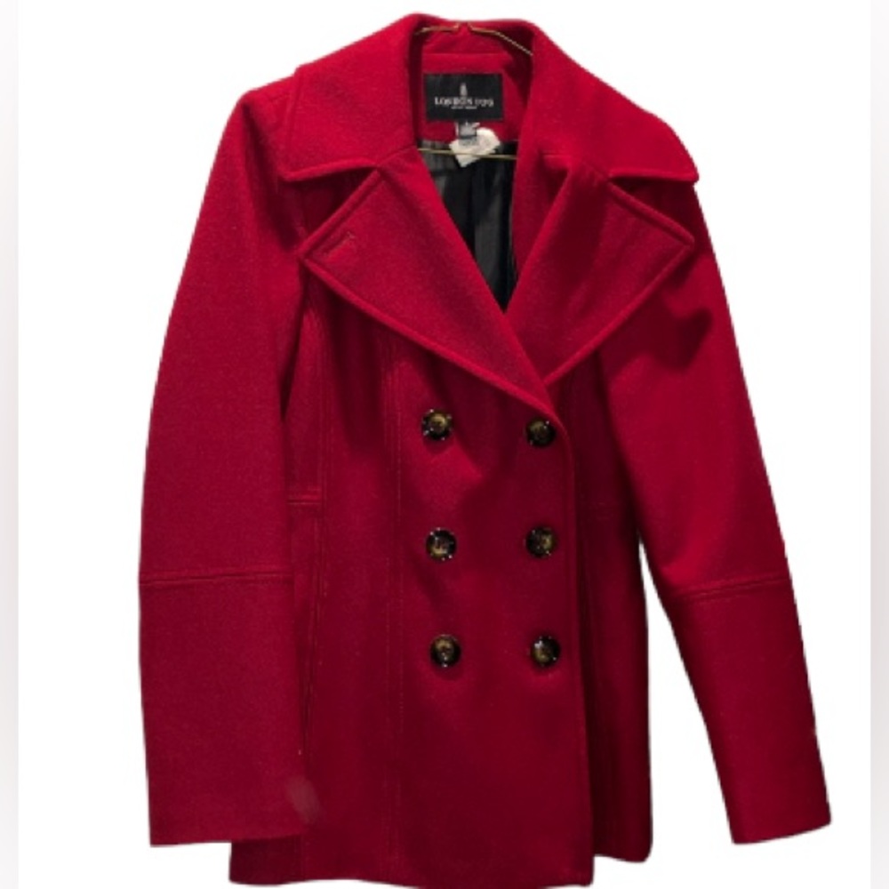 London Fog Red Peacoat - Sized Small